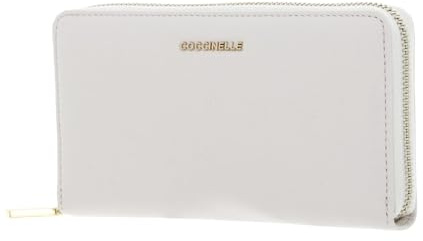 Coccinelle Cuir Porte-Monnaie Metallic Soft Wallet Grained Leather Blanco écru