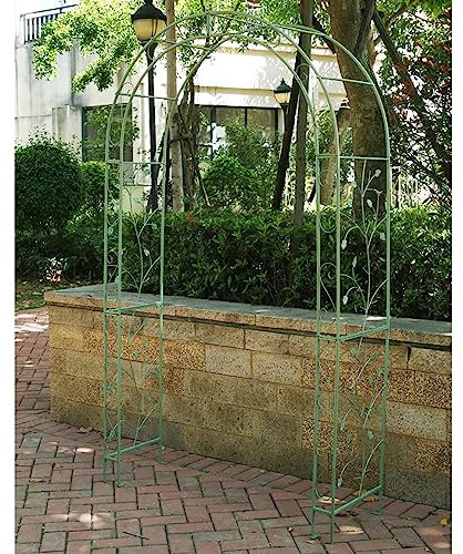 Arco de jardín de metal duradero con estacas de tierra, soporte grande y resistente para plantas trepadoras, rosas y verduras, decoración verde vintage para exteriores, enrejado interior