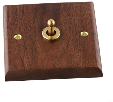 Retro Toggle Light Switch, 1 Gang, Solid Walnut Wood Plate