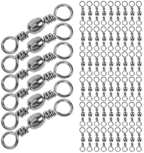 Yardwe 150pcs High Fishing Swivels Barrel Ring Rolling Connectors Black Snap Link for Saltwater Freshwater River Lure Kayak Fishing