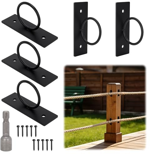 awagas 5 supporti in corda di iuta, 5,1 cm, per recinzioni, in acciaio inox, ganci decorativi per ringhiere per scale, ringhiere
