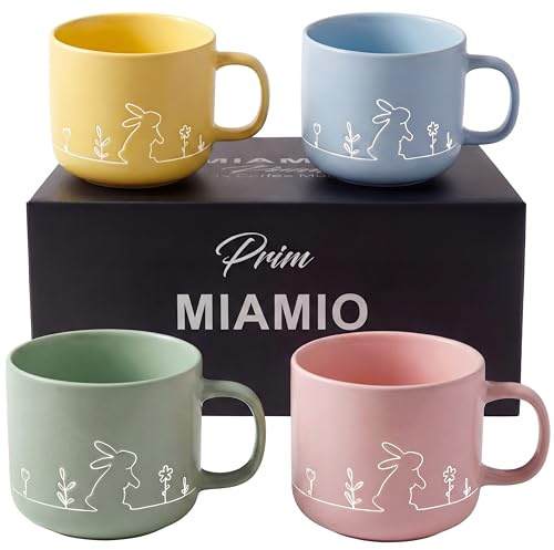 MIAMIO - Kaffeetassen Ostern/Geschenk Set Keramik Tassen (450ml)-(Pastel)