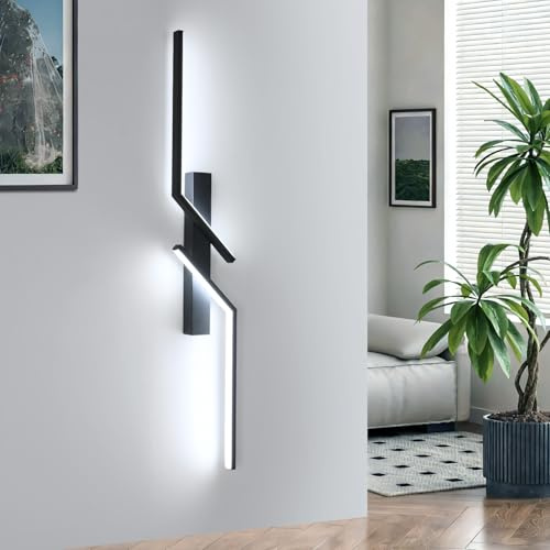 Goeco Applique da Parete Interno 81CM 24W 6500K 2 Tubi Lungo Nero