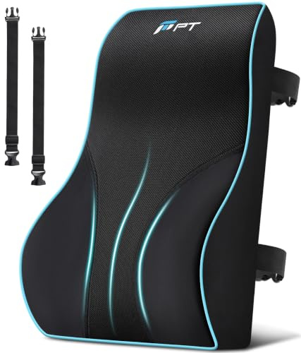 POOTACK Cuscino Lombare in Memory Foam - Supporto Schiena per Sedia Ufficio, Auto e Gaming, Doppie Cinghie Regolabili e Rivestimento Traspirante