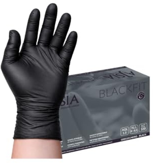 gef + medica - 100 Guanti in Nitrile M Neri BLACKFIT Senza Polvere, Guanti Monouso Ambidestri, AQL 1.5, DPI III Cat, Uso Professionale Alimentare Officina