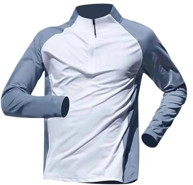 NSICBMNO T-shirt à manches longues pour homme avec fermeture éclair 1/4 - Protection solaire UPF 50+ - T-shirt de sport rashguard - Haut d'été - T-shirt de randonnée à séchage rapide - Grande taille