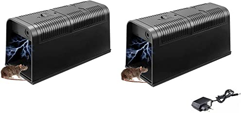2x Elektriska råttfällor, inomhusråttfällor, kraftfull spänning dödar råttor, uppgraderar råttförstörare och skapar ett hus utan skadedjur
