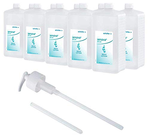 10x 1000 ml Eurofl. Schülke Sensiva® Waschlotion Reinigungslotion Flüssigseife Lotion, seifenfrei + 1x Dosierpumpe