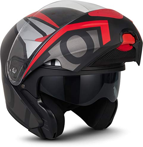 Moto Helmets® F19 „Runner Red“ · Motorrad-Helm · Klapp-Helm Modular-Helm Flip-up Integral-Helm Motorrad-Helm Roller-Helm Cruiser · ECE 22.05 Sonnenvisier Schnellverschluss Tasche S (55-56cm)