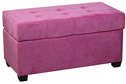 HomeHarmony® Velvet Storage Box Bench Ottoman Footstool Footrest Fully Assembled Dimensions 80cm x 40cm x 40cm (Pink)