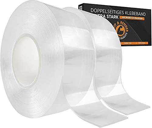 GRIP&BENDER Doppelseitiges Klebeband - 10 Meter x 3CM Nano Tape Doppelseitig Transparent – Spurloses Nano Klebeband – Multifunktionales Rutschfestes Nanotape extra dünn (1mm) Ultra Stark