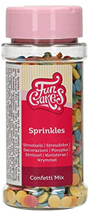 FunCakes Konfetti 6mm: Kuchenstreusel, guter Geschmack, perfekt zum Dekorieren von Kuchen, Konfetti-Streusel. 60 g.