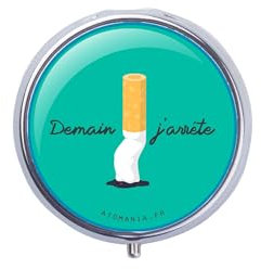 Cendrier de Poche Écologique Demain J’Arrête ! – Métal Argenté – Compact et Pratique – Fabrication Artisanale Française