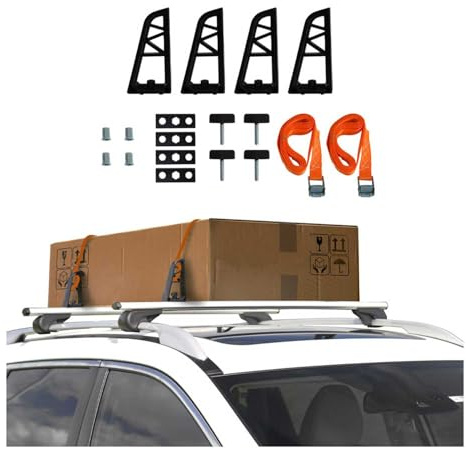 OMAC Ladungsbegrenzer Lastanschläge kompatibel mit Dachträger Einstellbar 4X + 2X (3m Gürtel) Set - Auto Aludachträger Load Stopper Transportsysteme Lastanschläge