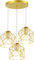 PETITES ECREVISSES Lampadario a Sospensione Vintage 3 Luci Industriale E27 Plafoniera Retro in Metallo gabbia Lampada da soffitto per Cucina Salotto (Oro - con una base rotonda)
