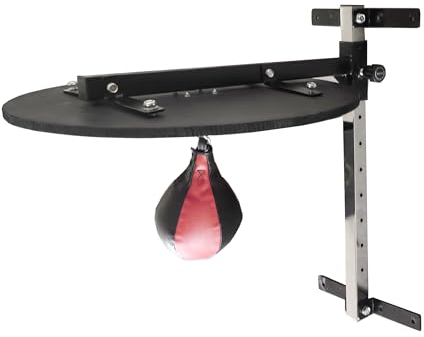 LISARO Speed Ball zur Wandmontage, Höhenverstellbar, Für schneller und Intensives Boxtraining, Stabile 60cm Holzplattform, Inklusive Speedball, Boxing-Reaktionsball, Plattform Set. D-1