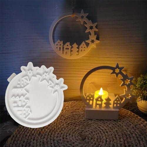 SVOCK Silikonformen Gießformen Häuser silikonform haus, Silikon Formen für Gips Gießen, Silikonform Mini Häuser Stern, Gießform Silikon Häuser Lichterhaus Silikonform für Weihnachten Ostern
