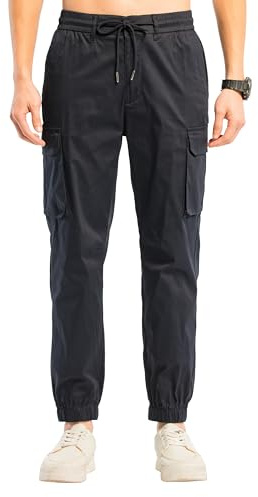 TONY BACKER Pantaloni Cargo Uomo Leggero Estivo Casual Vita Elasticcizata Chiusura con i Lacci 2221 (IT, Testo, XXL, Regular, Regular, Navy)