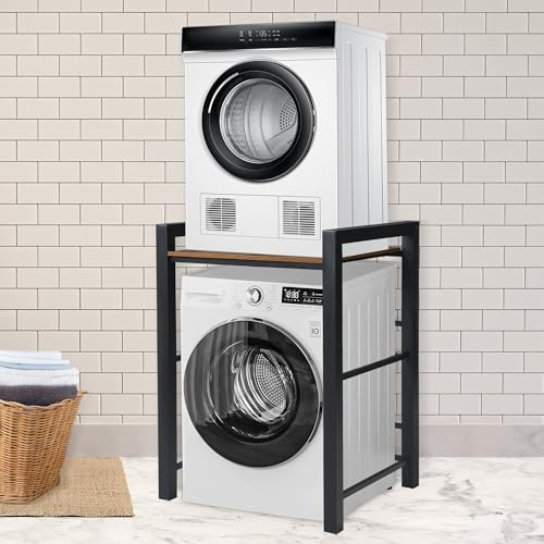 Mueble Lavadora Secadora, Soporte Secadora Sobre Lavadora, Mueble Para Lavadora y Secadora, Estanteria Lavadora Ajustable en Altura de 3 Niveles, Capacidad de Carga 350kg, Para BañO, Lavandería