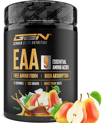 Polvo de EAA 532 g (38 porciones) - Los 9 aminoácidos esenciales incl. histidina y BCAA - Fórmula Human Code - Vegano - Muy soluble - Refrescante bebida de aminoácidos (Sweet Pear)