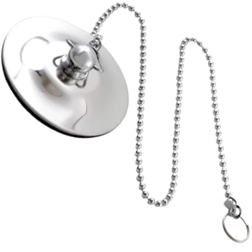 OUNONA Tapón De Drenaje De Bañera Inoxidable con Cadena, Acero Inoxidable, Accesorio para Lavabo y Fregadero, Uso Baño y Cocina, Tapa para Desagüe Funcional