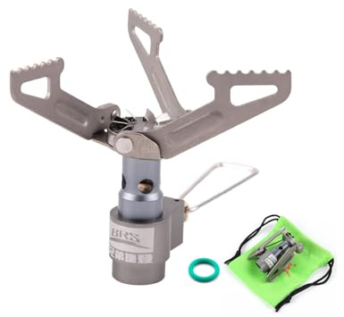 BRS Stove BRS 3000T Portable Titanium Gas Camping Stove Ultralight Outdoor Backpacking Stove only 26g with 1 Extra Backup O-Ring For Hiking Trekking Fishing