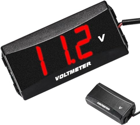 Voltmetro automatico – Voltmetro multiuso con indicatore LED, 12 V – 48 V, indicatore batteria per moto, auto, veicoli elettrici, misuratore di tensione digitale impermeabile, monitoraggio della
