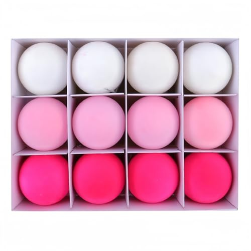 FACAIIO Lot de 12 boules de Noël en velours floquées en vrac pour sapin de Noël - Boules en plastique décoratives à suspendre - Rose