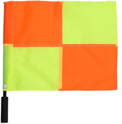 LOVIVER Drapeau Arbitre Drapeau de Juge de Ligne Fanion Fanion Arbitral avec Mât en Acier Inoxydable et Poignée Antidérapante Motif à Haute Visibilité Étanche, Drapeau À Grands Carreaux 1 Pièce