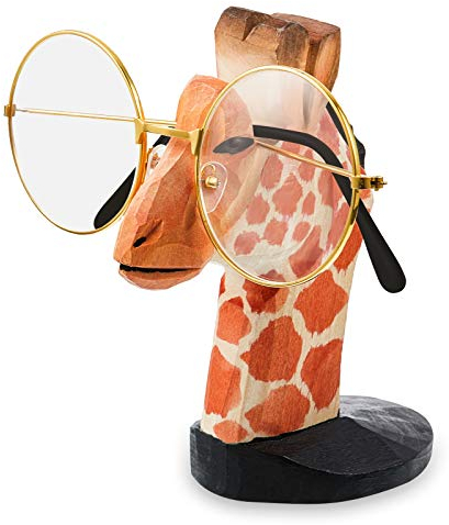 Sumind Soporte de Madera de Anteojos Soporte de Gafas de Animales Soporte de Gafas de Lectura Tallado a Mano para Anteojos Gafas de Sol Decoración de Escritorio de Oficina Hogar (Estilo Jirafa)