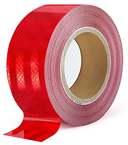 XFXIA Cinta Reflectante Adhesiva, Res Istente Al Aguapegatinas Reflectantes Cinta De Seguridad Autoadhesiva para Coche Camión Motocicleta Barco Bicicleta Remolque Camper (10M*5CM / 2 X 33ft, Roja-1)