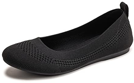 Frank Mully Ballerine Piatte Slip-on in Maglia da Donna - Décolleté con Punta Rotonda, Nero, 38.5 EU