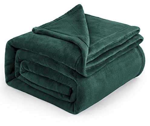 Bedsure Fleece Blanket King Size for Bed - Soft Cosy Fluffy Throw Blankets, Warm Large Throws for Audlts, Forest Green, 270x230 cm