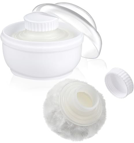 Sibba Aufbewahrungsbehälter Für Körperpuder 3,15 Zoll/8cm Puderquaste Mit Behälter Flauschige Puderdose Für Körperpuder Nach Dem Bad Babypflege Box Mit Handhalter