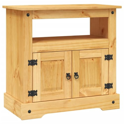 ShGaxin Meuble TV, meuble de salon, petit meuble, table d'appoint, table de télévision, couronne en pin mexicain 80 x 43 x 78 cm