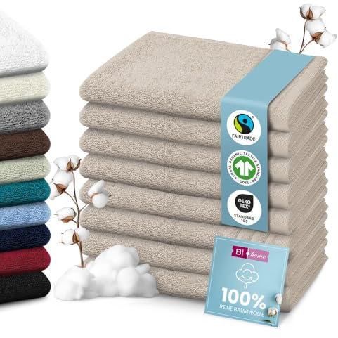 B!HOME 4er Set Premium Handtücher [100% Baumwolle] 50x100 cm, grau/beige/Handtücher Weich, Saugstark & Pflegeleicht/Handtuch Perfekt für Bad, Gym & Reisen