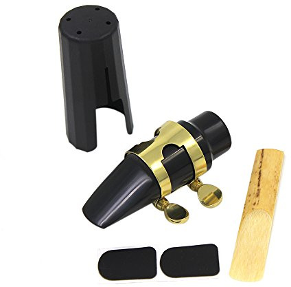 Bocchino Sassofono Soprano 7C, Cuscinetti in Plastica per Durabilità, Bocchino per Sassofono con Fibbia in Metallo per Musicisti Professionisti e Studenti in Studio e Concerti
