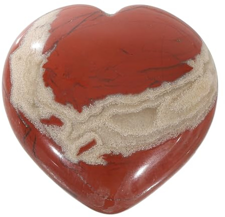 PATIKIL Piedra De Cristal Natural En Forma De Corazón, Piedra Preciosa De Amor Mini Pulida De 1.6 Pulgadas, Piedras De La Ansiedad Grabadas Para Bolsillo Regalos, Jaspe Rojo