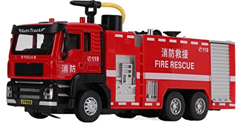 Sxhlseller Camión de Bomberos con Rociador de Agua 1/50, Juguete para Niños y Niñas, Modelo de Camión de Bomberos de Aleación con Función de Rociado de Agua para Niños a Partir de 3 Años, Aleación