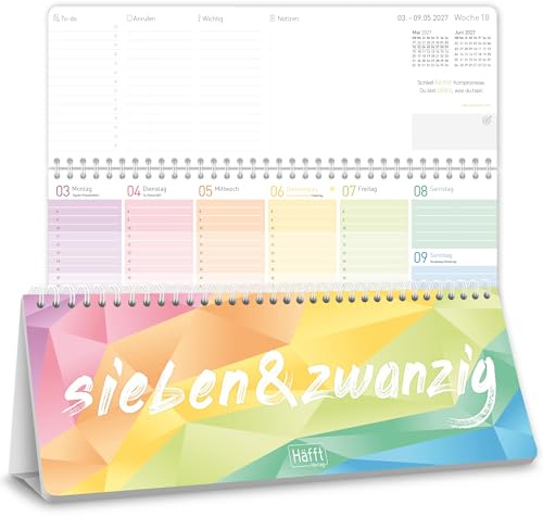 Häfft® Wochen-Tischkalender 2027 quer zum Aufstellen - für DE & AT