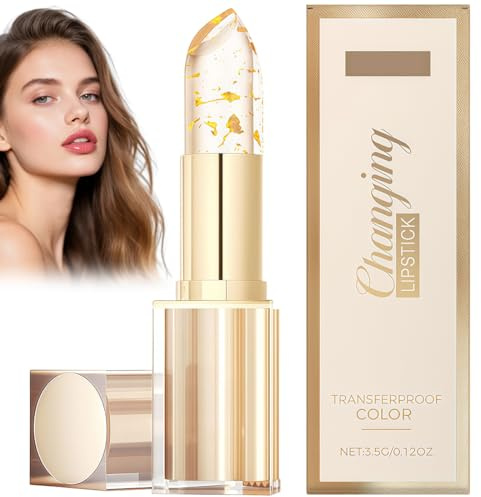 Lápiz labial con cambio de temperatura,Bálsamo labial transparente dorado,Cuidado,resistente al agua - LLápices (001)