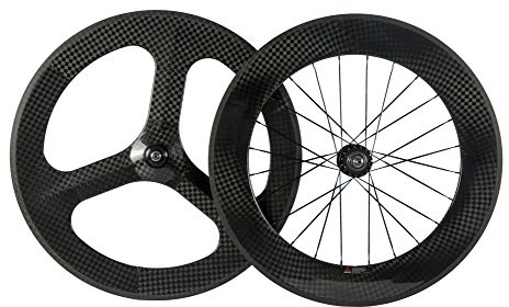 WINDBREAK BIKE Carbon Fixed Gear Bike Wheelset Front 70mm Rear 88mm with 12k Gloosy Finish