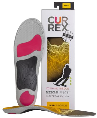 CURREX EdgePro Thermo Regulating Ski Boot Insoles for Snowboarding, Skiing, & Winter Sports – Ski Boot Inserts with Shock Absorbing Cushioning – for Men & Women – Medium Arch, Medium Size