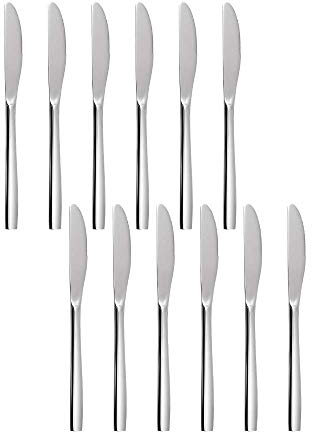 summa- Cuchillo de postre Sinxelo satin. Set de 12 unidades. 3mm de espesor. Acero inoxidable 18/10. Uso en casa, restaurantes y fiestas.