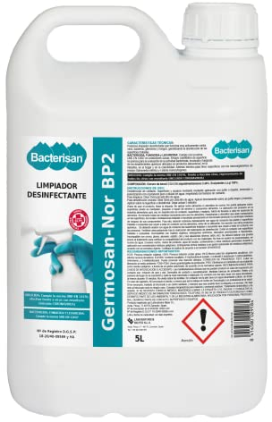 BACTERISAN Friegasuelos Limpiador desinfectante 5L SIN LEJIA/Viricida-Bactericida-Fungicida-Levuricida/Elimina el 99,99% de gérmenes y bacterias de cualquier superficie