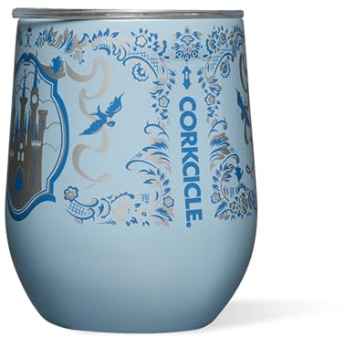Corkcicle Stemless Insulated Wine Glass Tumbler - Beverages Cold 6 Hours & Hot 3 Hours - Stainless Steel - Easy-Grip - Summer Drinkware Gift - Keeps Drinks Ice - 12 oz - Princess Cinderella