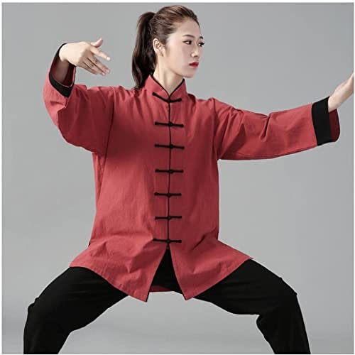 Tai Chi Traje Kung Fu Uniforme Traje suave de Kung Fu Unisex for mujer, uniforme de artes de Tai Chi Martail, ropa de algodón y lino, pantalón de pierna ancha holgado, camisa, traje de ejercicio de Ta