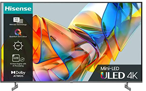 Hisense 65 Inch ULED Mini-LED TV 65U6KQTUK - Quantum Dot Colour, Dolby Vision IQ, VIDAA Smart TV, and Youtube, Freeview Play, Netflix and Disney+ (2023 Model)