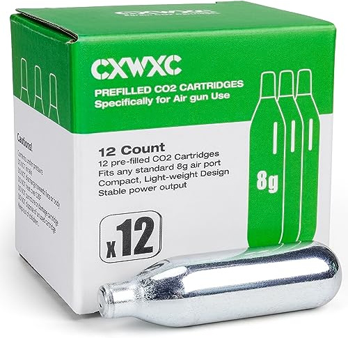 8 Gram/ 12 Gram CO2 Cartridges for Paintball - CO2 Cylinder CO2 Powerlet Cartridges for Airsoft, Air Gun, Pepper Gun P2P HDP 50 Compact(8G-12PC)