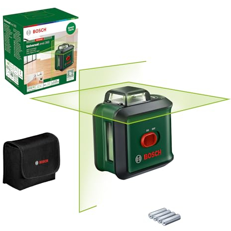 Bosch Kreuzlinienlaser UniversalLevel 360 (vertikale + horizintale Laserlinien inklusive 360° zum Ausrichten im ganzen Raum, im Karton)
